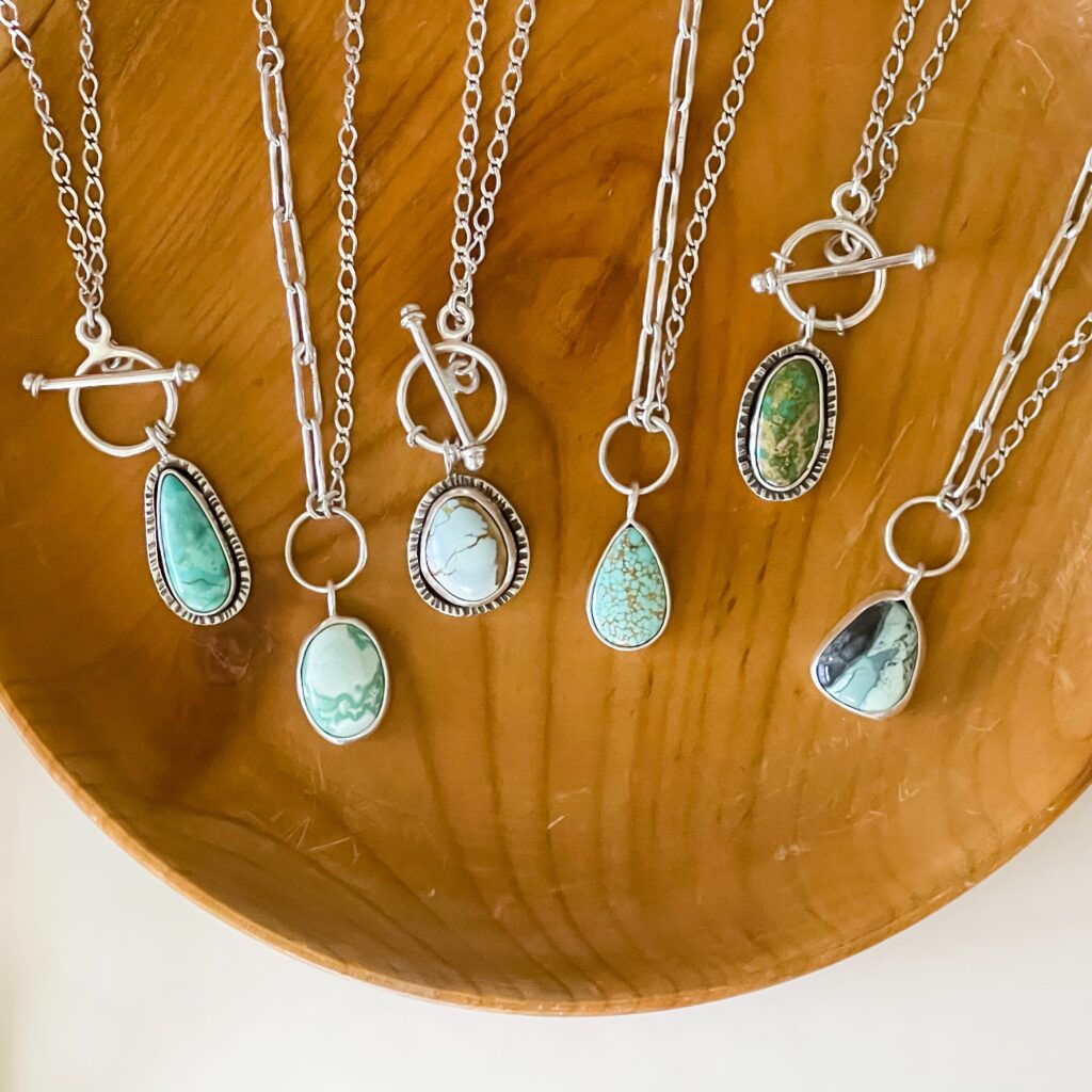 Silver and gemstone necklaces crafted by Ramblin’ Woman Silver